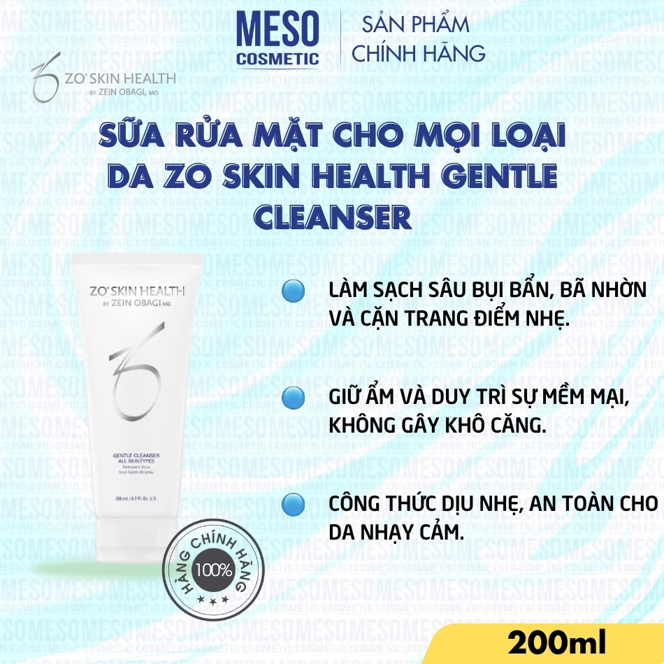 Sữa rửa mặt cho mọi loại da Zo Skin Health GENTLE CLEANSER
